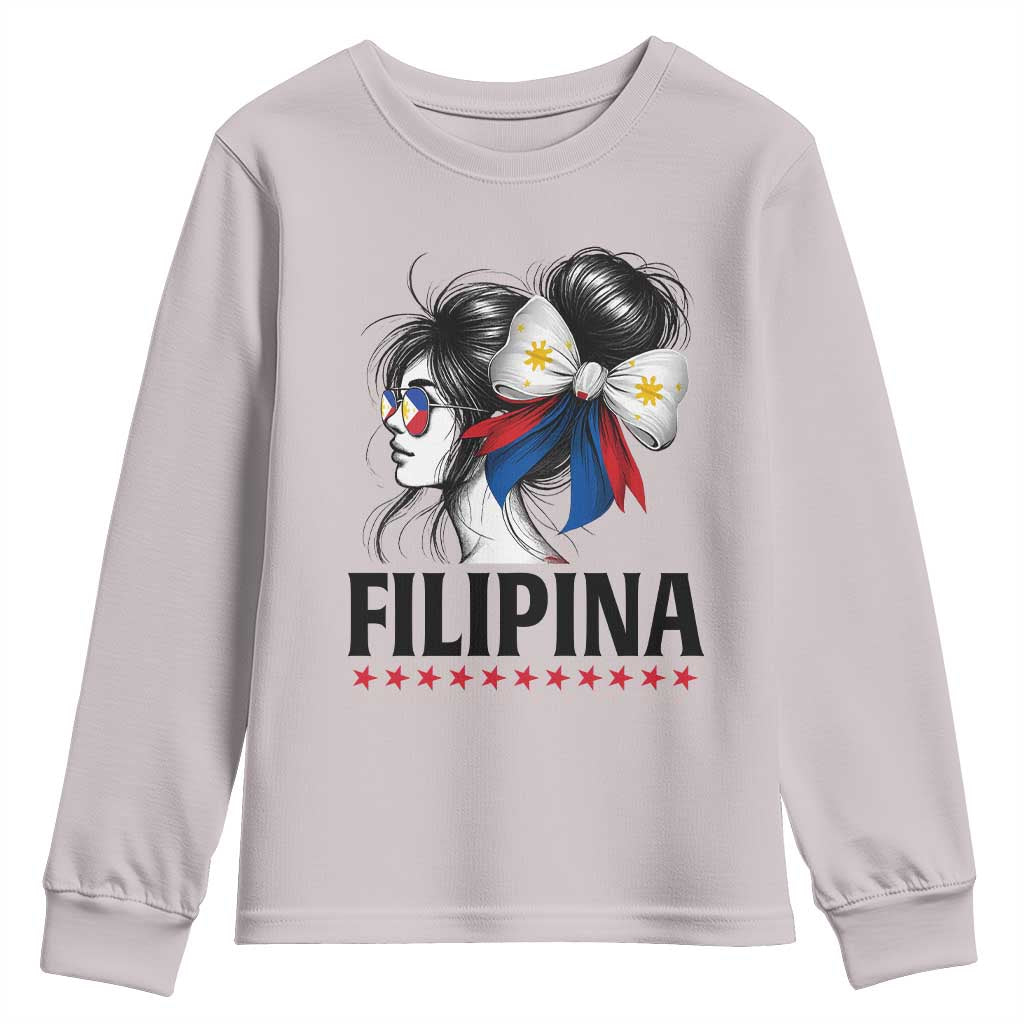 Filipina Girl Philippines Flag Proud Pinay Youth Sweatshirt TS11 Ice Gray Print Your Wear