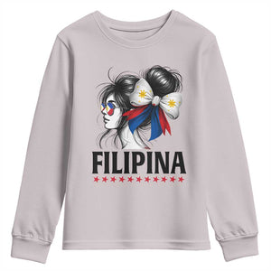 Filipina Girl Philippines Flag Proud Pinay Youth Sweatshirt TS11 Ice Gray Print Your Wear