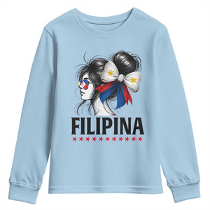Filipina Girl Philippines Flag Proud Pinay Youth Sweatshirt TS11 Light Blue Print Your Wear