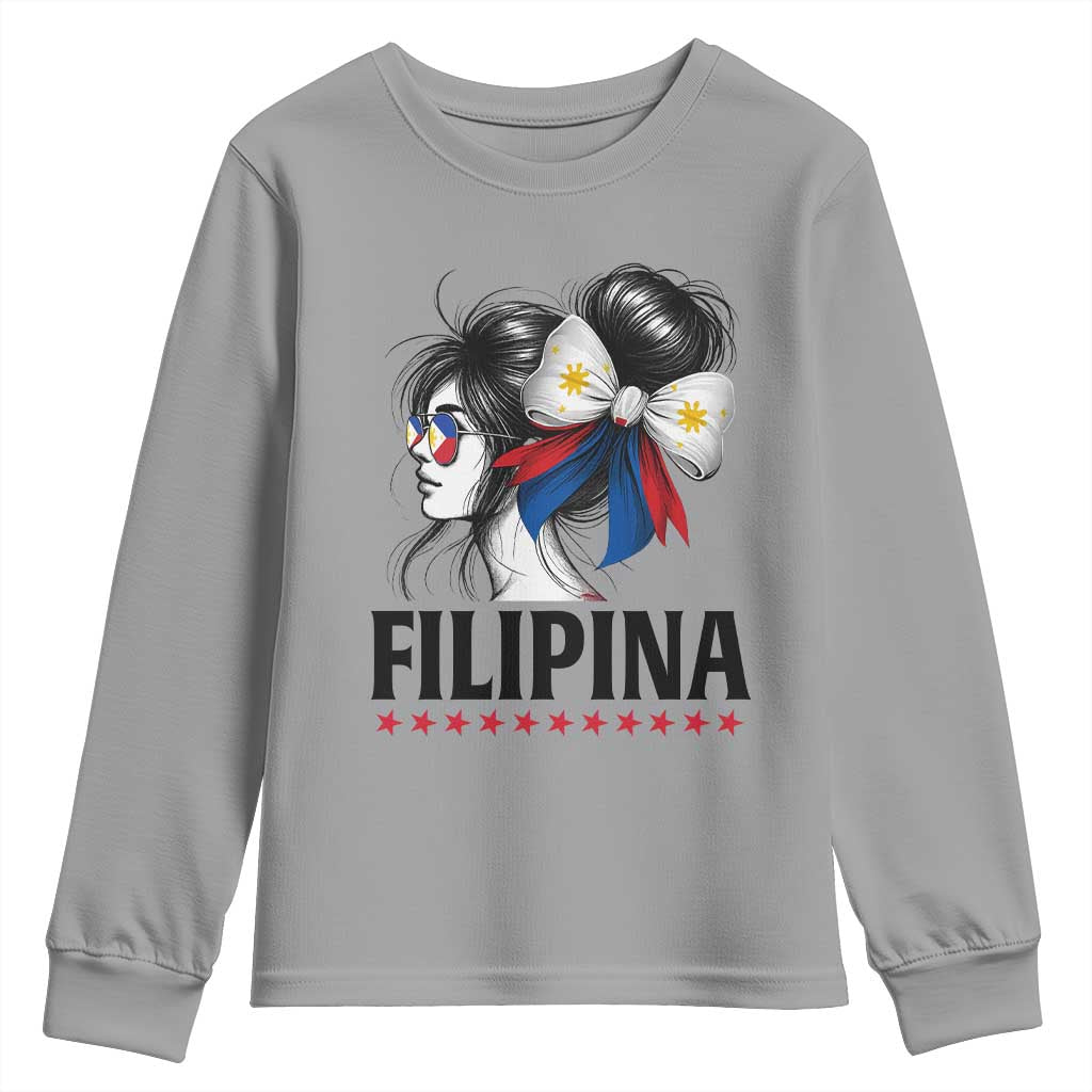Filipina Girl Philippines Flag Proud Pinay Youth Sweatshirt TS11 Sport Gray Print Your Wear