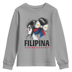 Filipina Girl Philippines Flag Proud Pinay Youth Sweatshirt TS11 Sport Gray Print Your Wear