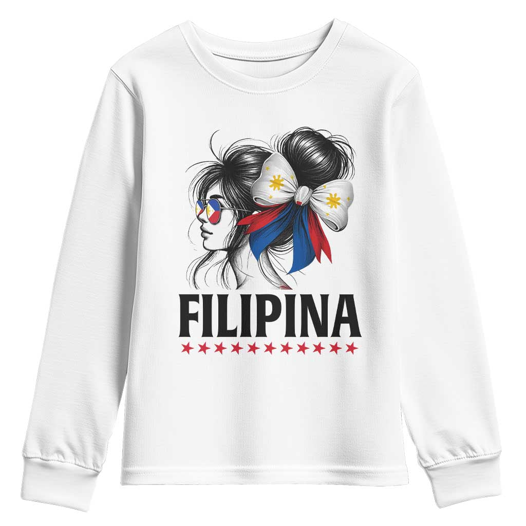 Filipina Girl Philippines Flag Proud Pinay Youth Sweatshirt TS11 White Print Your Wear