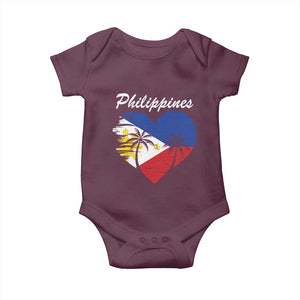 Filipino Pride Baby Onesie Pinoy Vintage Philippines Flag Heart TS11 Maroon Print Your Wear