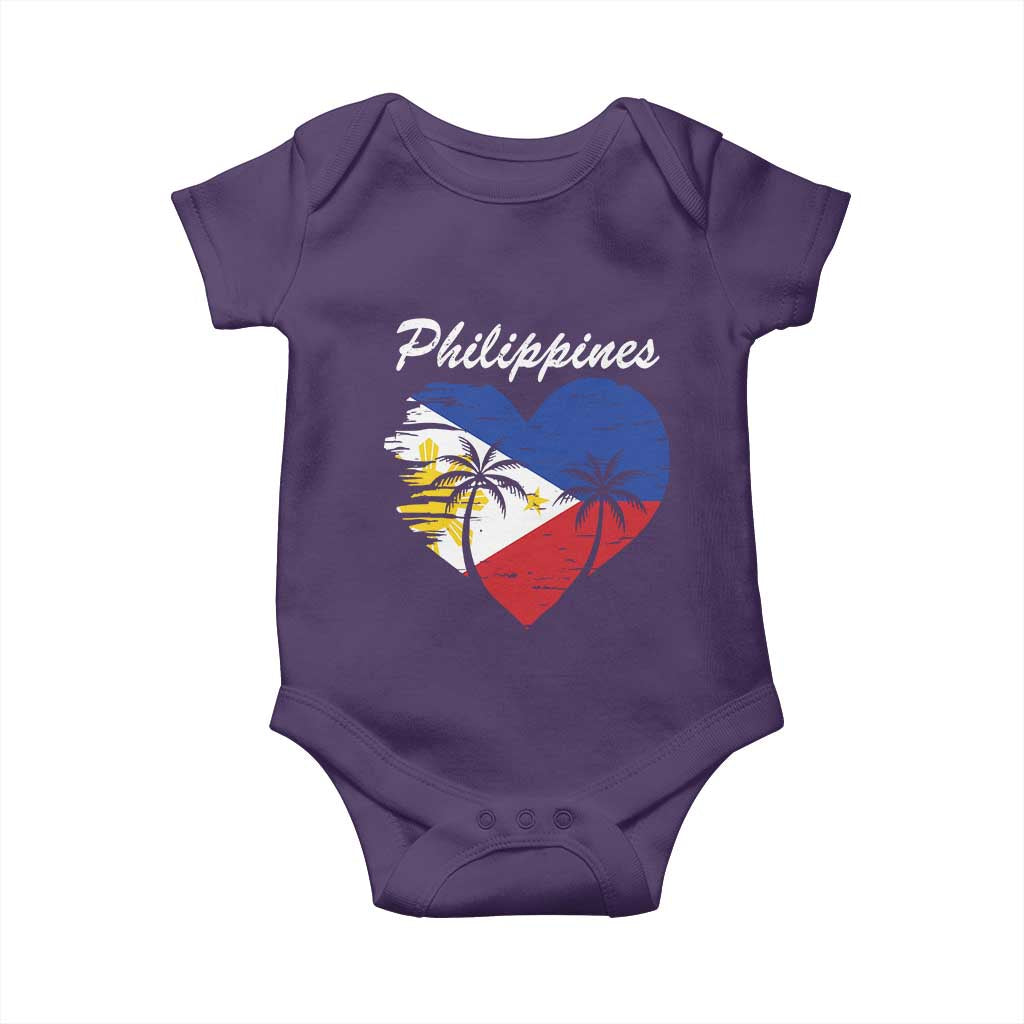 Filipino Pride Baby Onesie Pinoy Vintage Philippines Flag Heart TS11 Purple Print Your Wear
