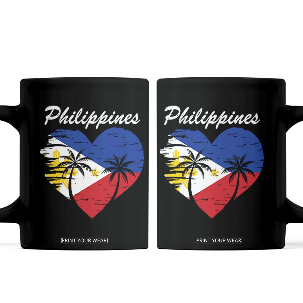 Filipino Pride Coffee Mug Pinoy Vintage Philippines Flag Heart TS11 Black Print Your Wear