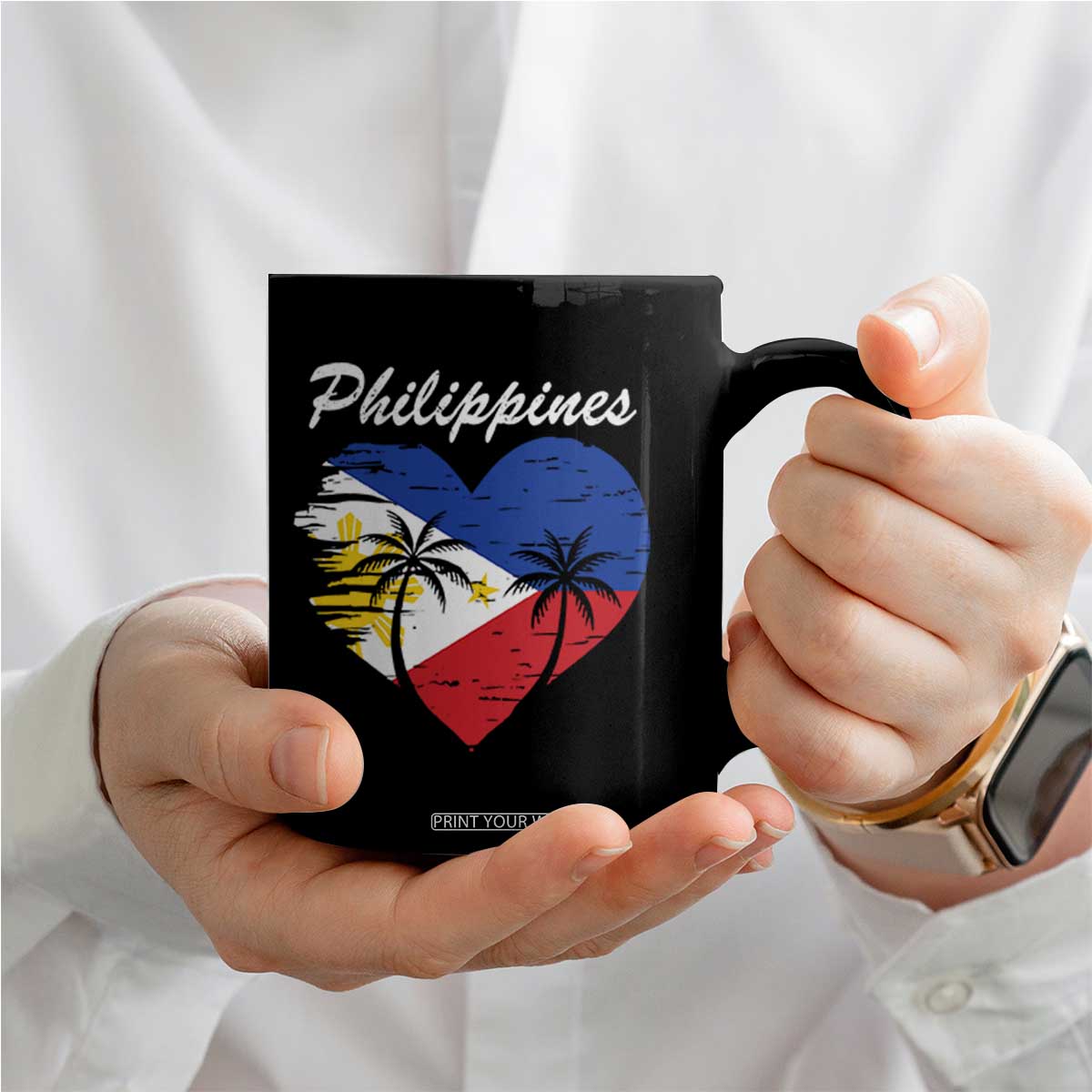 Filipino Pride Coffee Mug Pinoy Vintage Philippines Flag Heart TS11 Print Your Wear