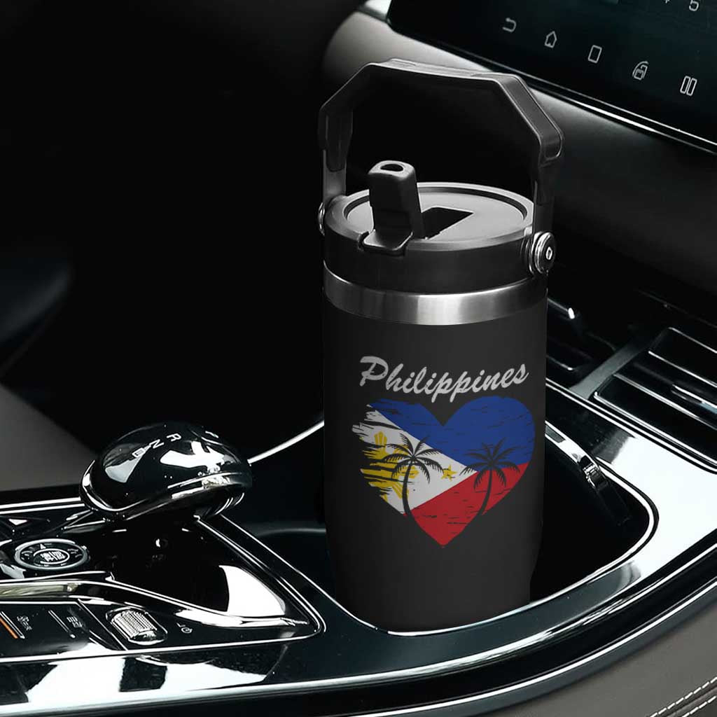 Filipino Pride Flip Straw Tumbler Pinoy Vintage Philippines Flag Heart TS11 Print Your Wear