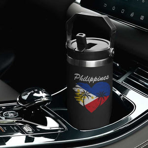 Filipino Pride Flip Straw Tumbler Pinoy Vintage Philippines Flag Heart TS11 Print Your Wear