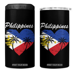 Filipino Pride 4 in 1 Can Cooler Tumbler Pinoy Vintage Philippines Flag Heart TS11 One Size: 16 oz Black Print Your Wear