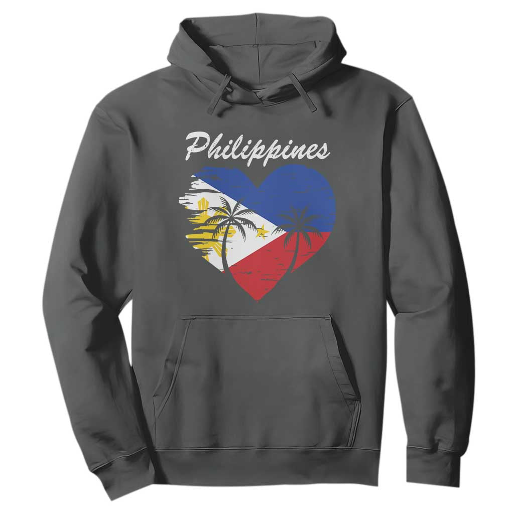 Filipino Pride Hoodie Pinoy Vintage Philippines Flag Heart TS11 Dark Heather Print Your Wear