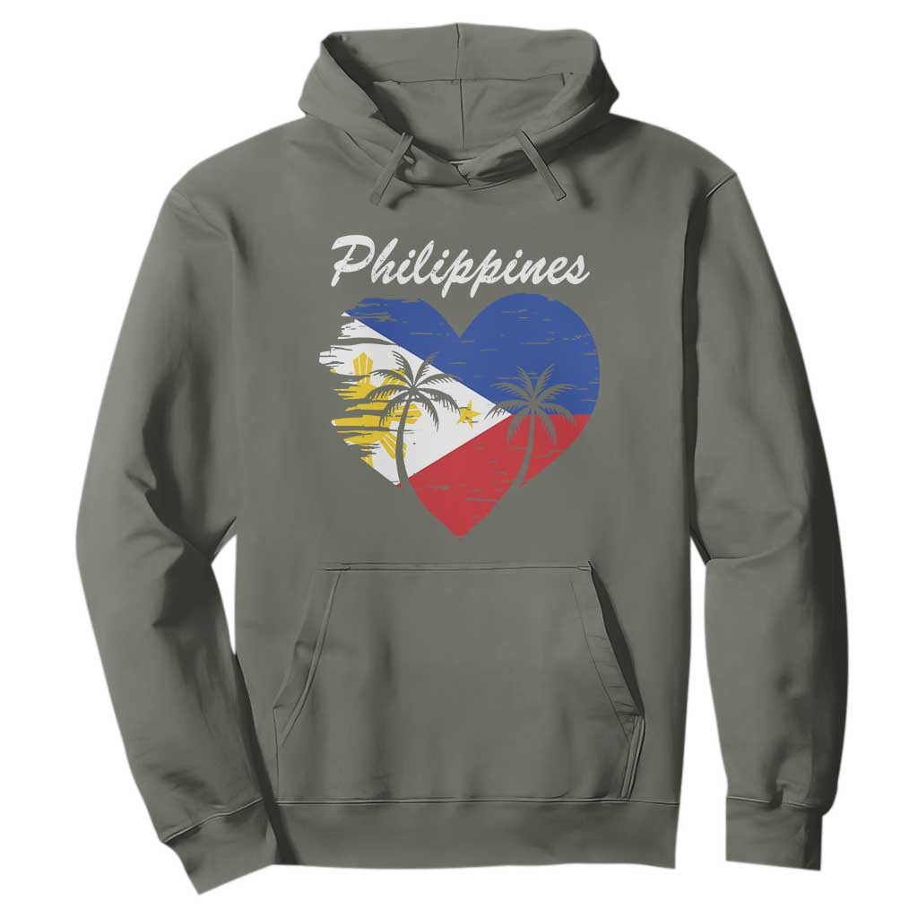 Filipino Pride Hoodie Pinoy Vintage Philippines Flag Heart TS11 Military Green Print Your Wear
