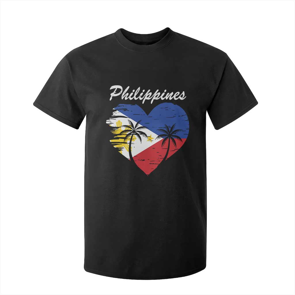 Filipino Pride T Shirt For Kid Pinoy Vintage Philippines Flag Heart TS11 Black Print Your Wear