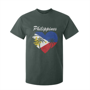 Filipino Pride T Shirt For Kid Pinoy Vintage Philippines Flag Heart TS11 Dark Forest Green Print Your Wear