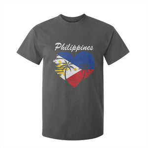 Filipino Pride T Shirt For Kid Pinoy Vintage Philippines Flag Heart TS11 Dark Heather Print Your Wear