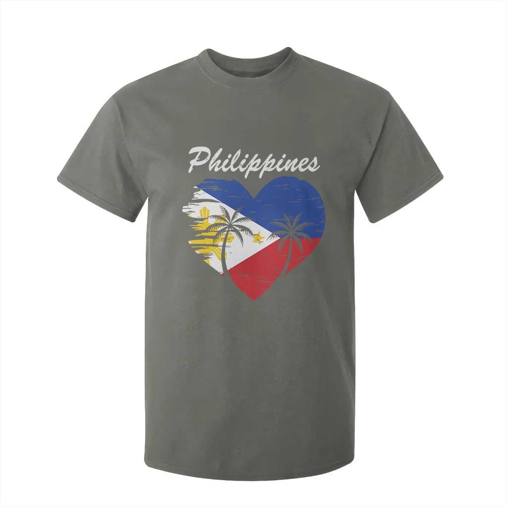 Filipino Pride T Shirt For Kid Pinoy Vintage Philippines Flag Heart TS11 Military Green Print Your Wear