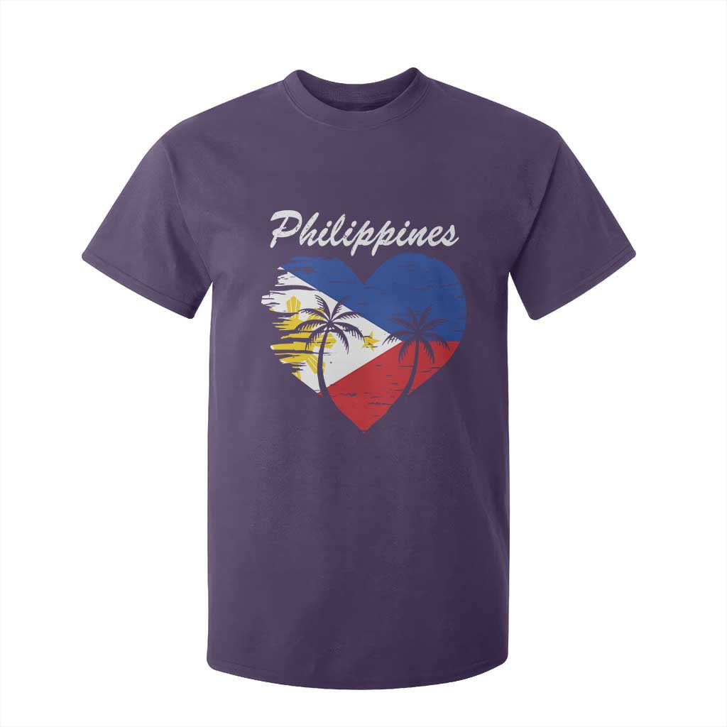 Filipino Pride T Shirt For Kid Pinoy Vintage Philippines Flag Heart TS11 Purple Print Your Wear