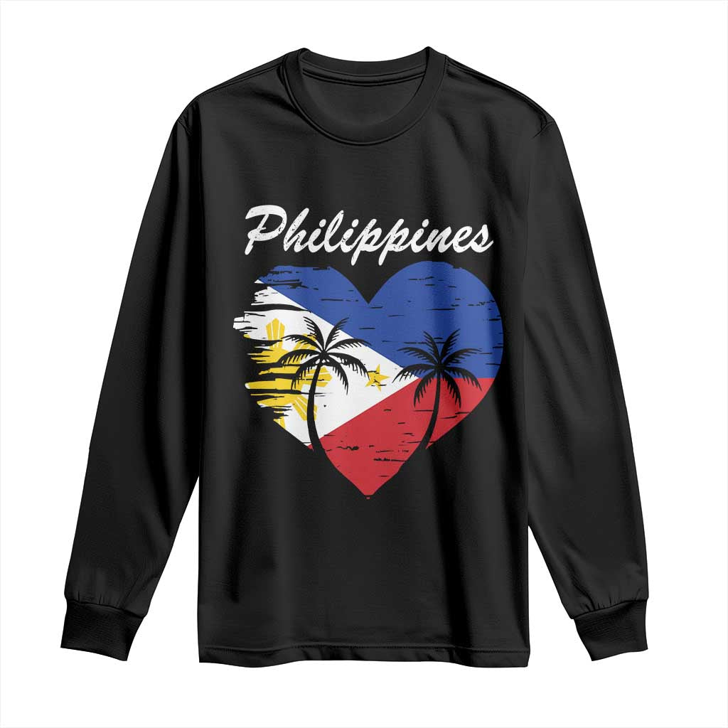 Filipino Pride Long Sleeve Shirt Pinoy Vintage Philippines Flag Heart TS11 Black Print Your Wear