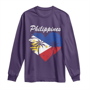 Filipino Pride Long Sleeve Shirt Pinoy Vintage Philippines Flag Heart TS11 Purple Print Your Wear