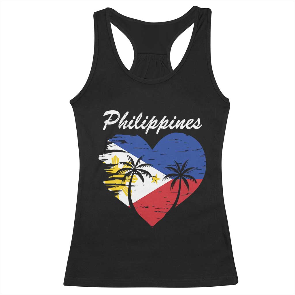 Filipino Pride Racerback Tank Top Pinoy Vintage Philippines Flag Heart TS11 Black Print Your Wear