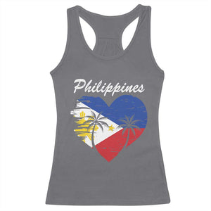 Filipino Pride Racerback Tank Top Pinoy Vintage Philippines Flag Heart TS11 Charcoal Print Your Wear