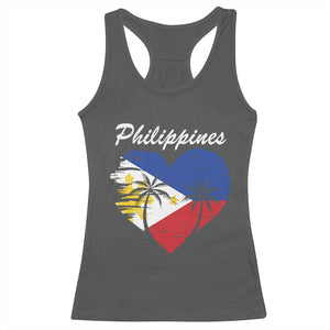 Filipino Pride Racerback Tank Top Pinoy Vintage Philippines Flag Heart TS11 Dark Heather Print Your Wear
