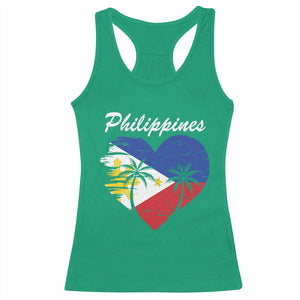 Filipino Pride Racerback Tank Top Pinoy Vintage Philippines Flag Heart TS11 Irish Green Print Your Wear