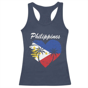 Filipino Pride Racerback Tank Top Pinoy Vintage Philippines Flag Heart TS11 Navy Print Your Wear