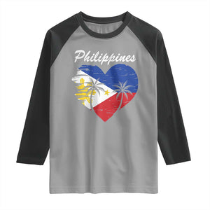 Filipino Pride Raglan Shirt Pinoy Vintage Philippines Flag Heart TS11 Sport Gray Black Print Your Wear