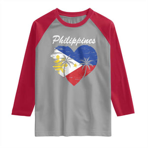 Filipino Pride Raglan Shirt Pinoy Vintage Philippines Flag Heart TS11 Sport Gray Red Print Your Wear