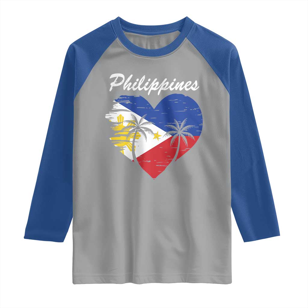 Filipino Pride Raglan Shirt Pinoy Vintage Philippines Flag Heart TS11 Sport Gray Royal Print Your Wear