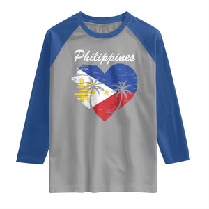 Filipino Pride Raglan Shirt Pinoy Vintage Philippines Flag Heart TS11 Sport Gray Royal Print Your Wear