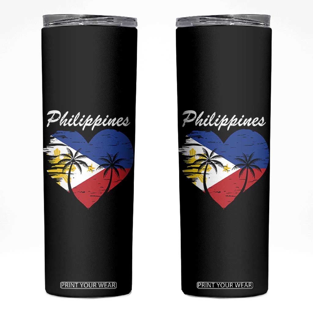 Filipino Pride Skinny Tumbler Pinoy Vintage Philippines Flag Heart TS11 Black Print Your Wear