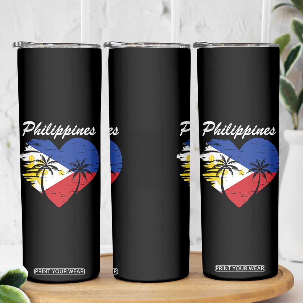 Filipino Pride Skinny Tumbler Pinoy Vintage Philippines Flag Heart TS11 Print Your Wear