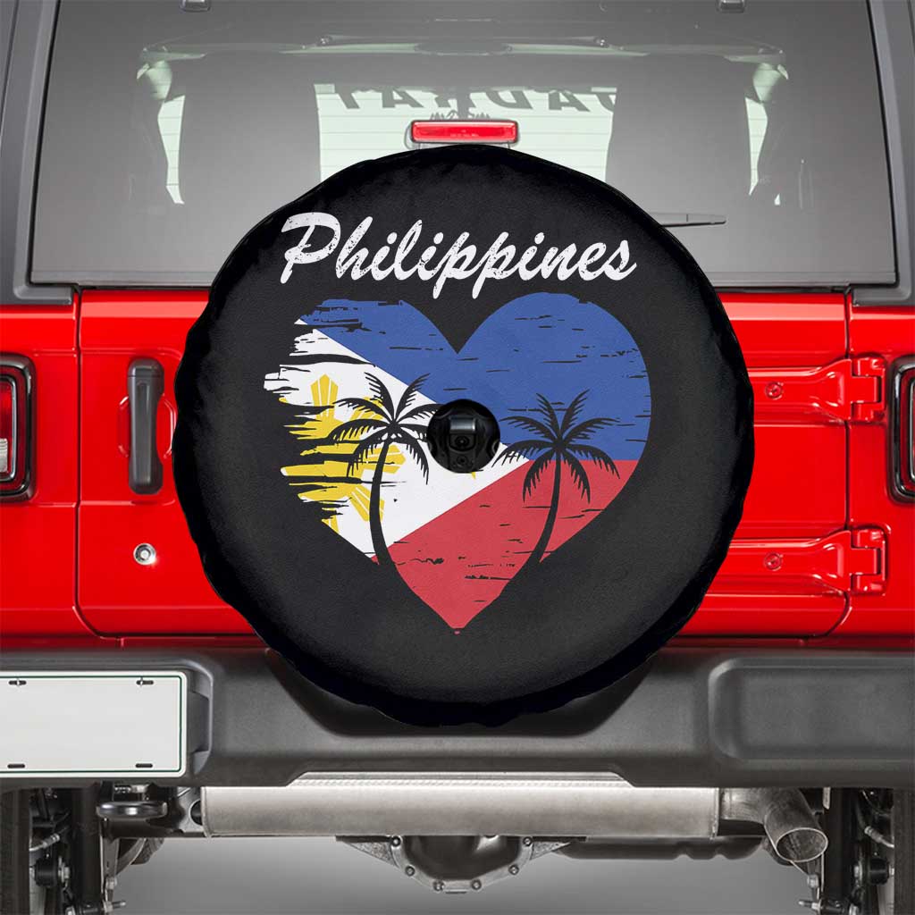 Filipino Pride Spare Tire Cover Pinoy Vintage Philippines Flag Heart TS11 Black Print Your Wear