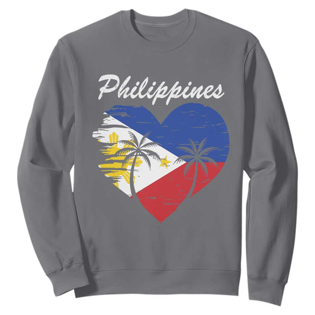 Filipino Pride Sweatshirt Pinoy Vintage Philippines Flag Heart TS11 Charcoal Print Your Wear