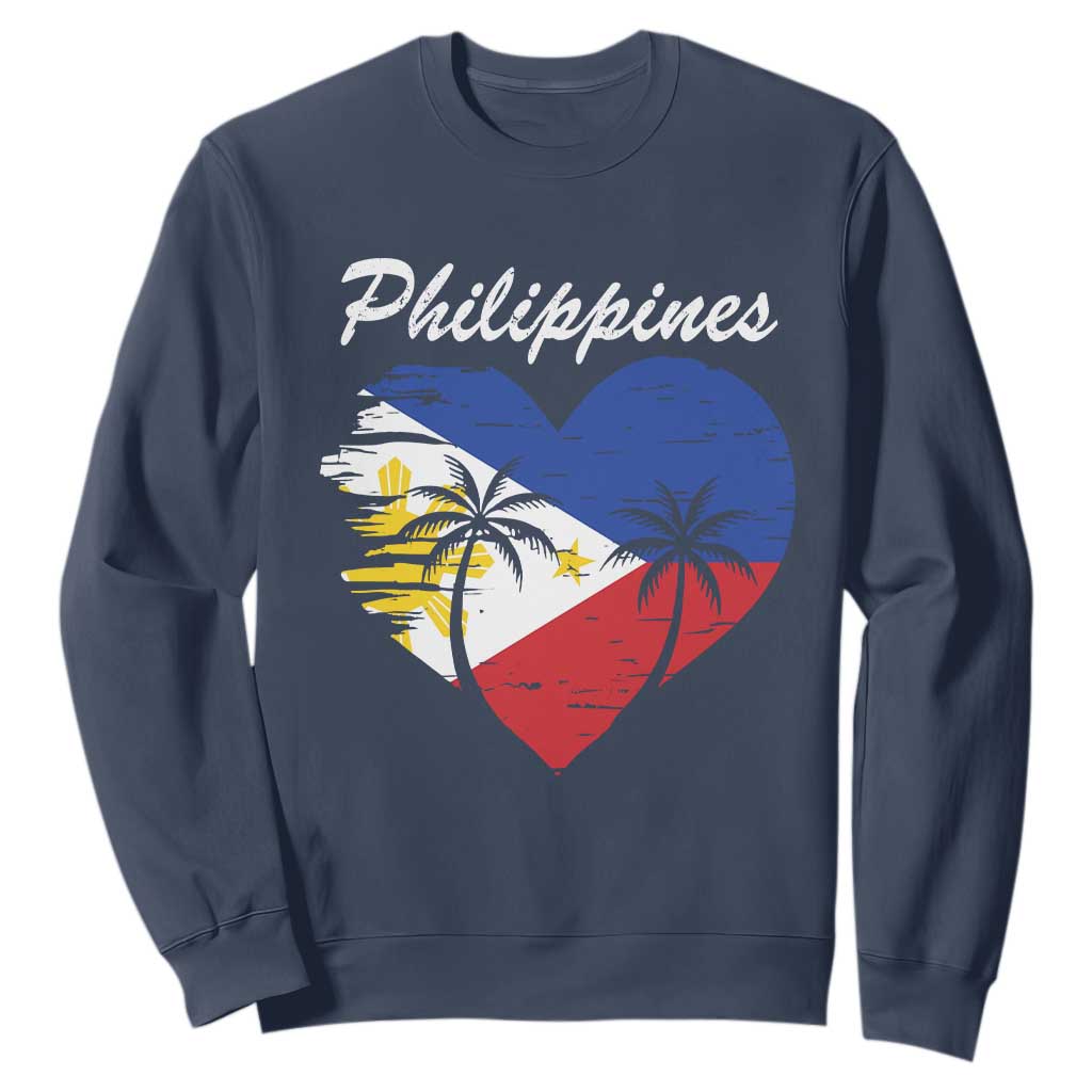 Filipino Pride Sweatshirt Pinoy Vintage Philippines Flag Heart TS11 Navy Print Your Wear