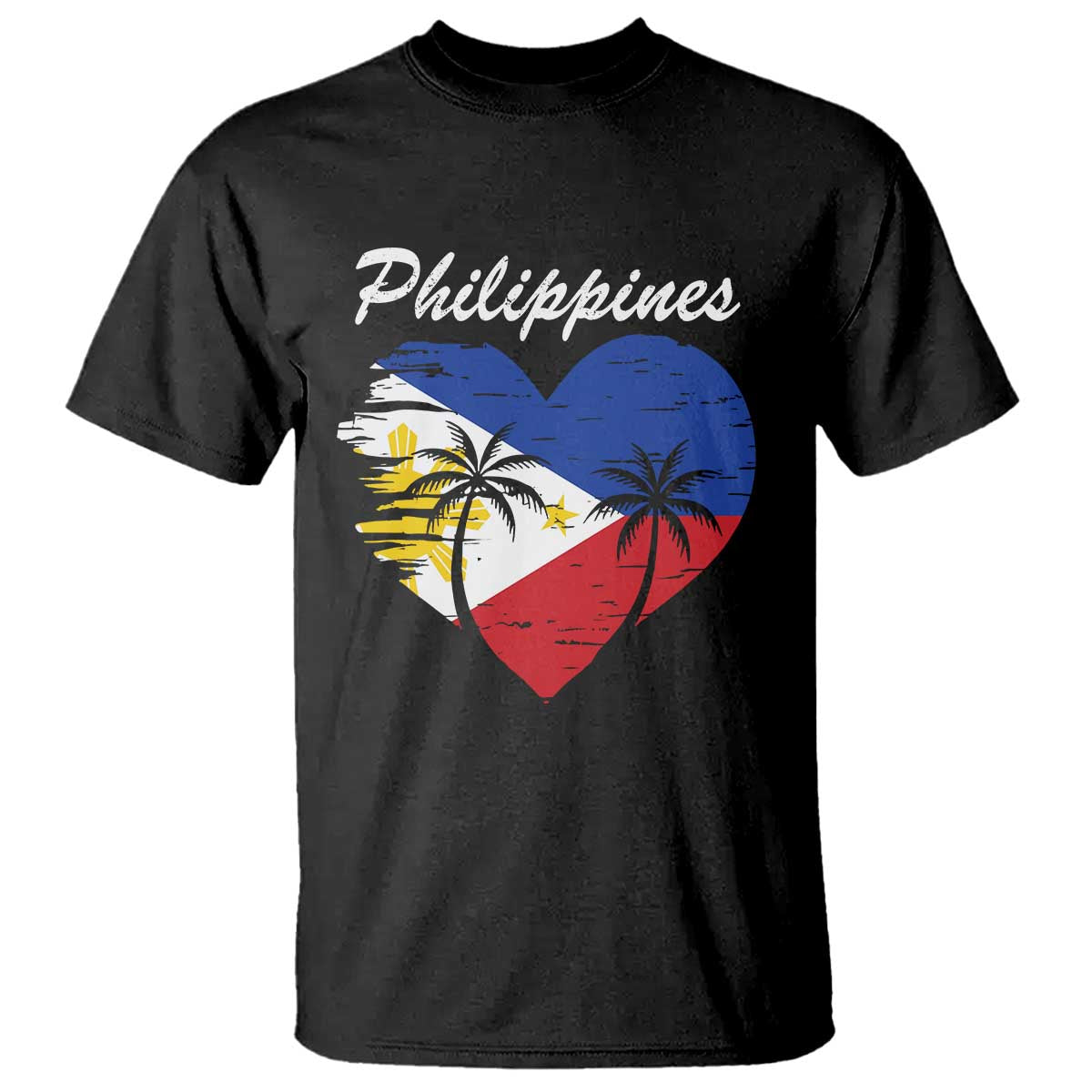 Filipino Pride T Shirt Pinoy Vintage Philippines Flag Heart TS11 Black Print Your Wear