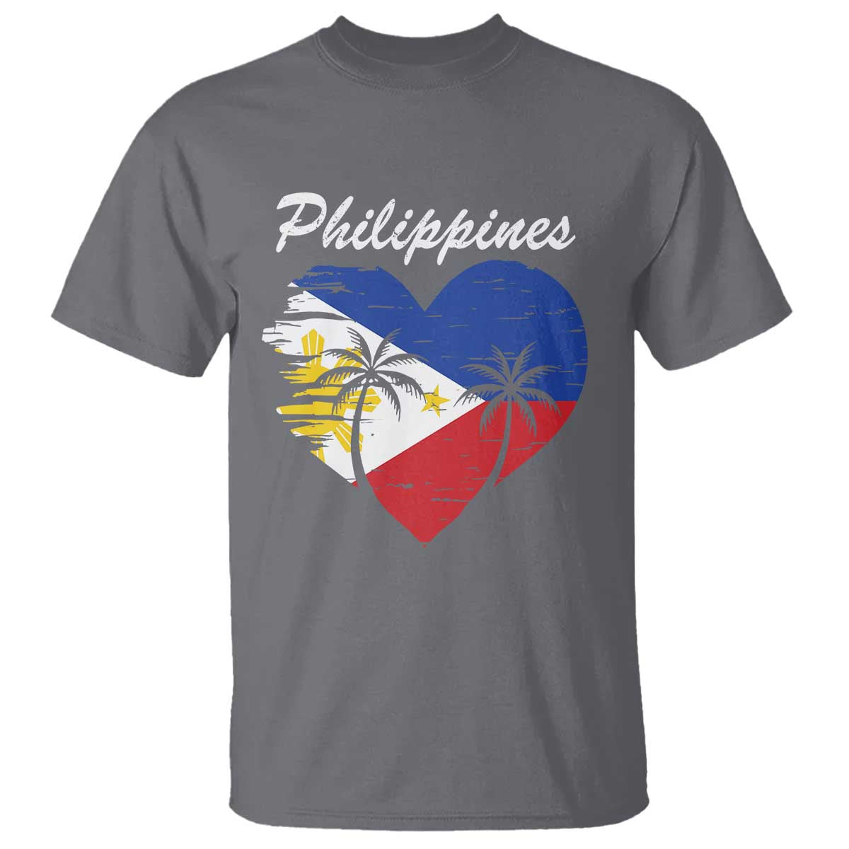 Filipino Pride T Shirt Pinoy Vintage Philippines Flag Heart TS11 Charcoal Print Your Wear