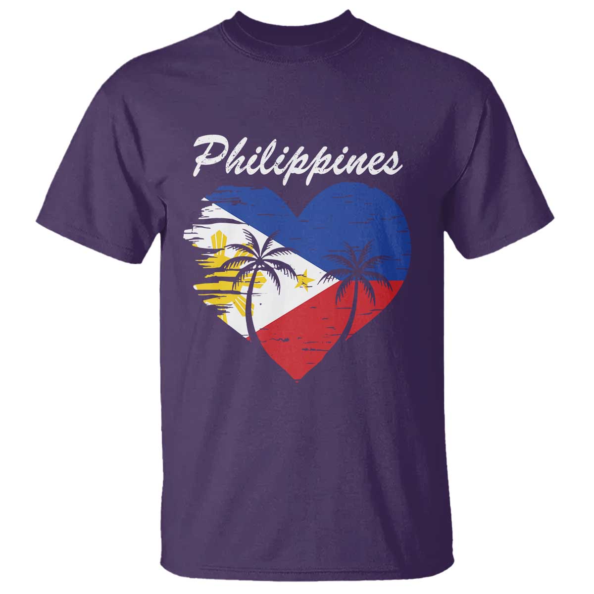Filipino Pride T Shirt Pinoy Vintage Philippines Flag Heart TS11 Purple Print Your Wear