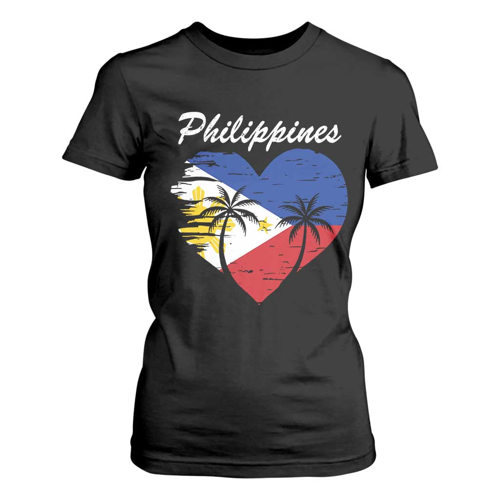Filipino Pride T Shirt For Women Pinoy Vintage Philippines Flag Heart TS11 Black Print Your Wear