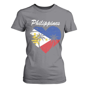 Filipino Pride T Shirt For Women Pinoy Vintage Philippines Flag Heart TS11 Charcoal Print Your Wear