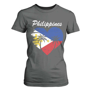 Filipino Pride T Shirt For Women Pinoy Vintage Philippines Flag Heart TS11 Dark Heather Print Your Wear