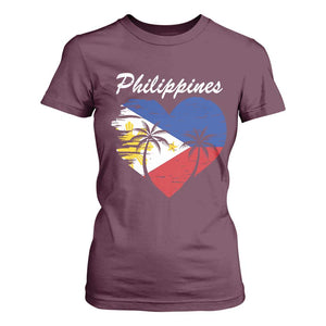 Filipino Pride T Shirt For Women Pinoy Vintage Philippines Flag Heart TS11 Maroon Print Your Wear