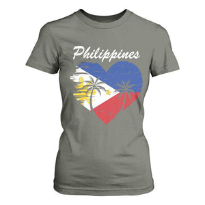 Filipino Pride T Shirt For Women Pinoy Vintage Philippines Flag Heart TS11 Military Green Print Your Wear