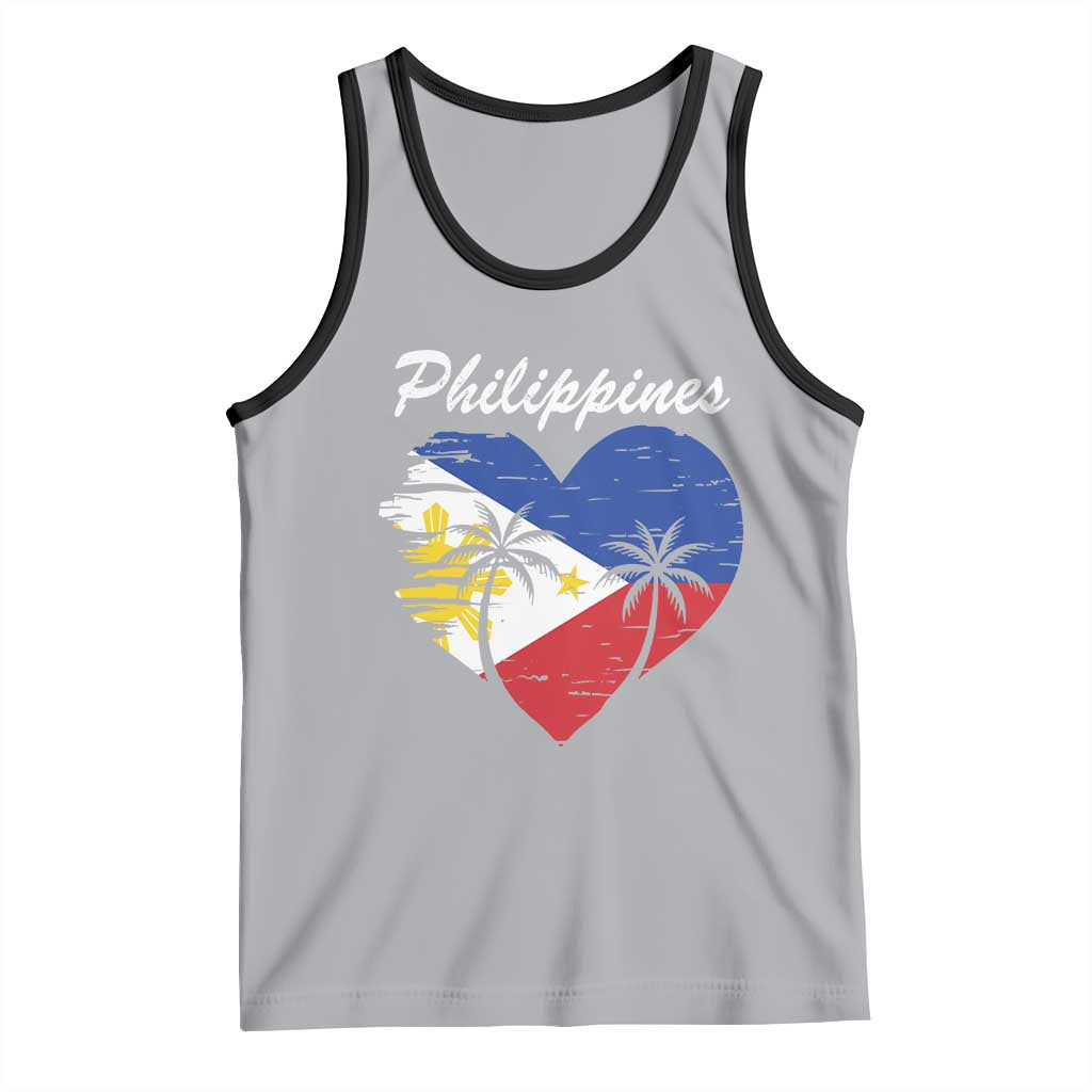 Filipino Pride Tank Top Pinoy Vintage Philippines Flag Heart TS11 Athletic Heather Black Print Your Wear