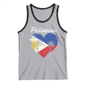 Filipino Pride Tank Top Pinoy Vintage Philippines Flag Heart TS11 Athletic Heather Black Print Your Wear