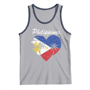 Filipino Pride Tank Top Pinoy Vintage Philippines Flag Heart TS11 Athletic Heather Navy Print Your Wear