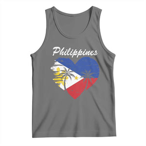 Filipino Pride Tank Top Pinoy Vintage Philippines Flag Heart TS11 Black Heather Print Your Wear
