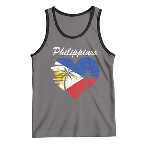 Filipino Pride Tank Top Pinoy Vintage Philippines Flag Heart TS11 Deep Heather Black Print Your Wear