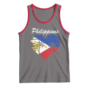 Filipino Pride Tank Top Pinoy Vintage Philippines Flag Heart TS11 Deep Heather Red Print Your Wear